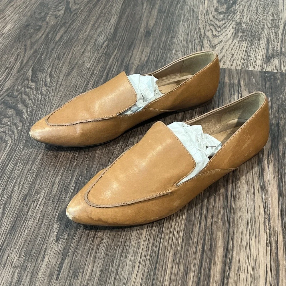 Madewell The Frances Skimmer Brown Leather Women's Shoes Size 8.5 Slip On Flats